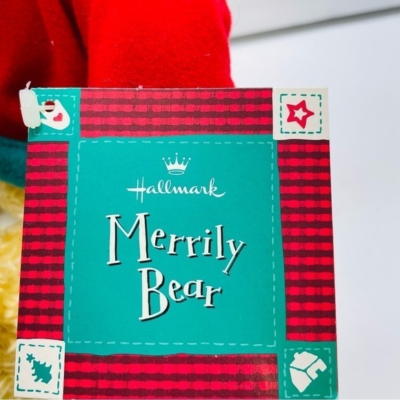 Hallmark Merrily Bear Christmas Plush Stuffed Toy w/ Plaid Head Band/Sucks NWT - Picture 5 of 6
